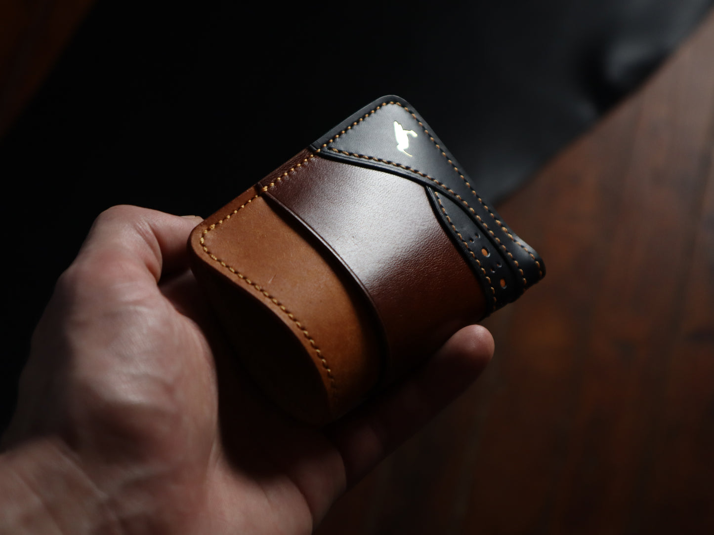 Curlew Cardholder - Olmo, Chestnut & Navy