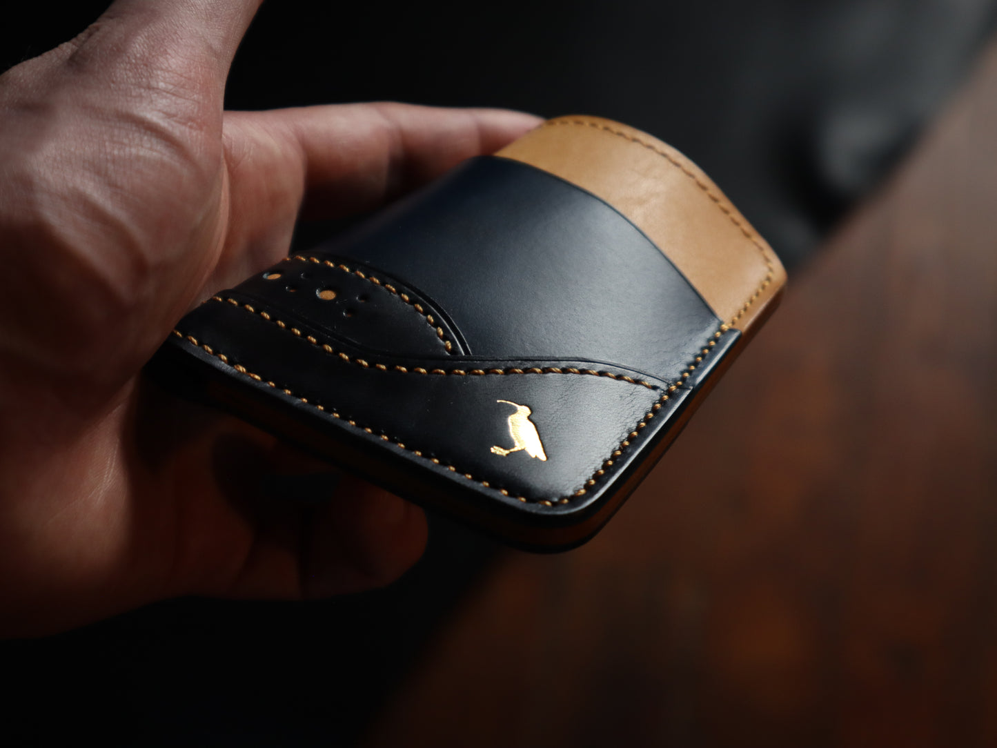Curlew Cardholder - Natural, Blue & Navy