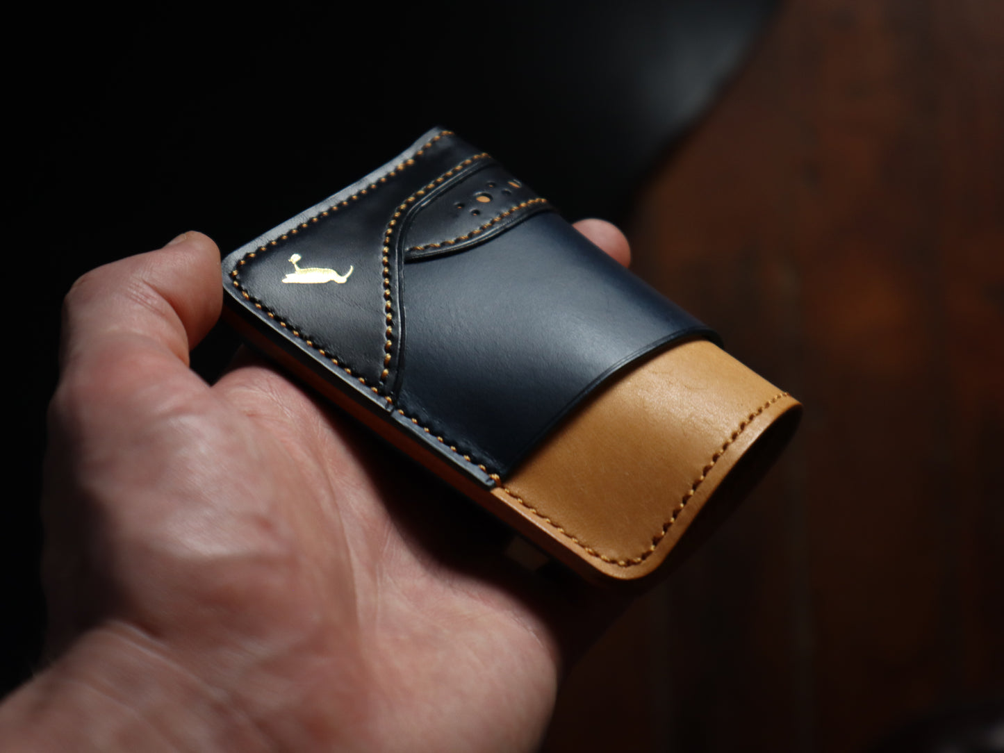 Curlew Cardholder - Natural, Blue & Navy