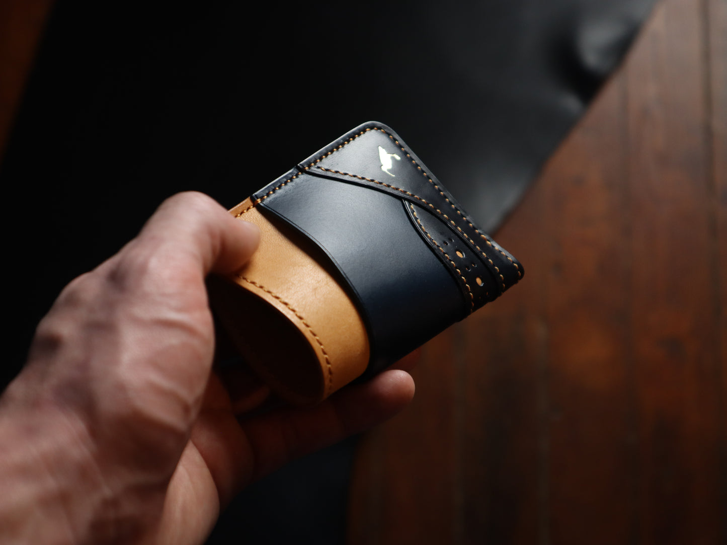 Curlew Cardholder - Natural, Blue & Navy
