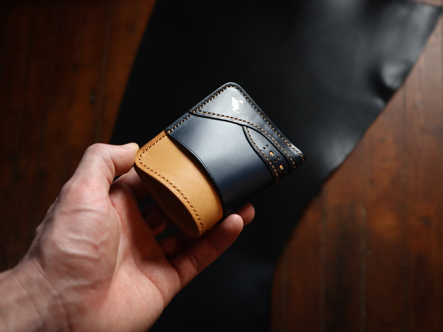 Curlew Cardholder - Natural, Blue & Navy