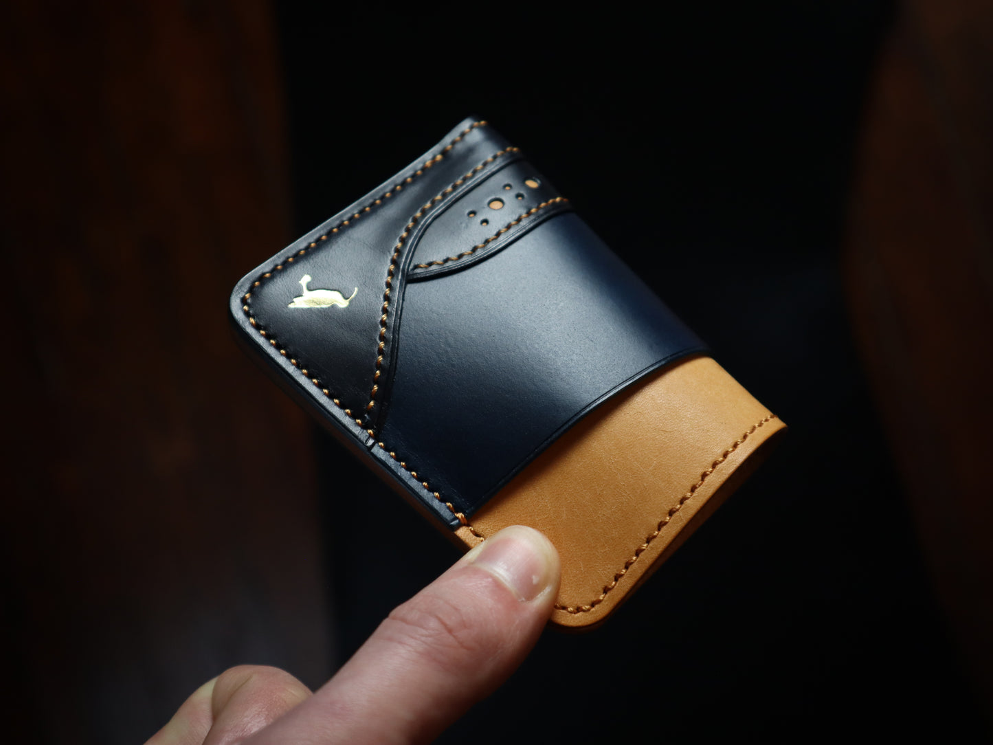 Curlew Cardholder - Natural, Blue & Navy