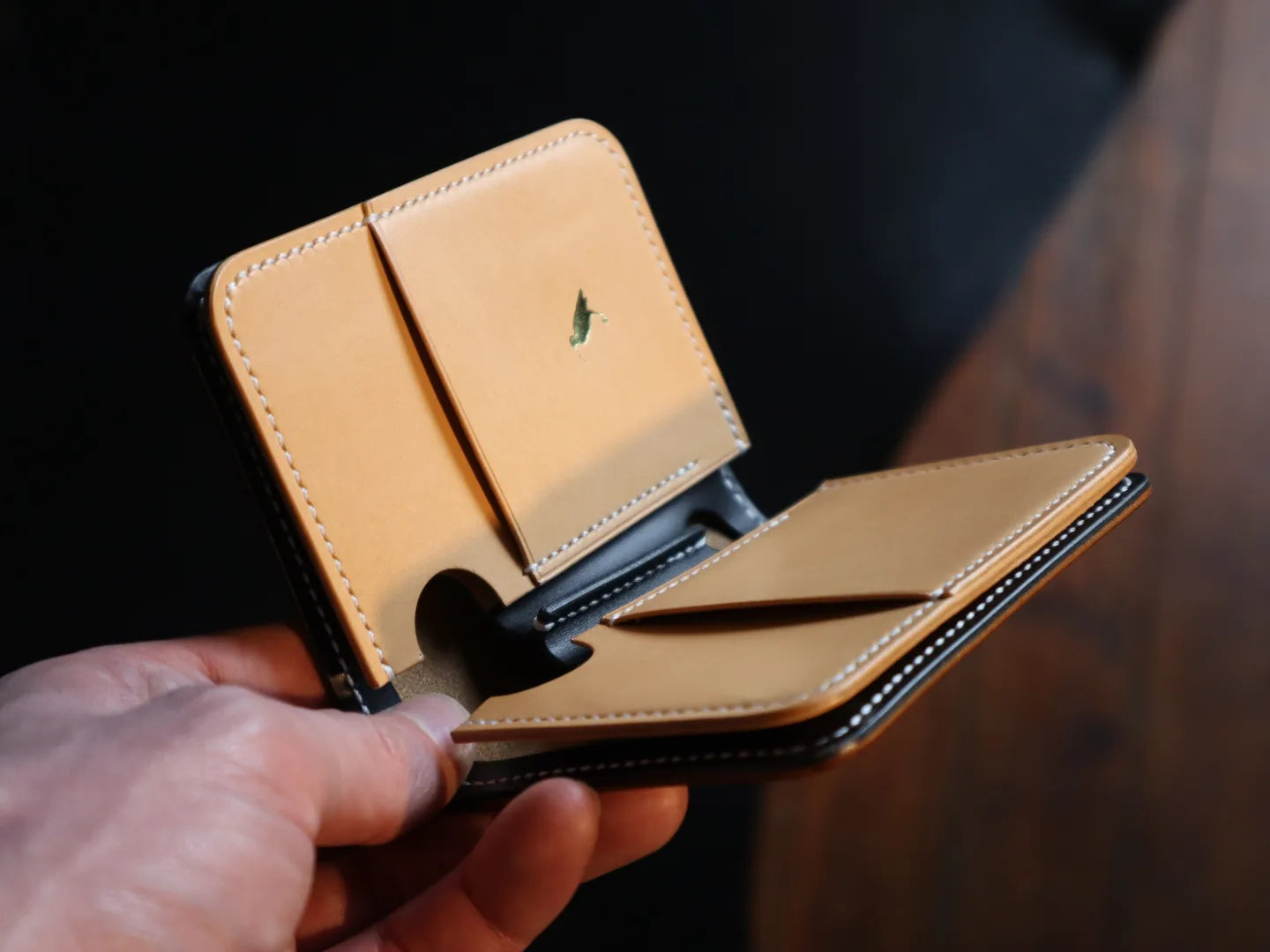 Japanese Bifold - Cognac Wax, Black & Natural Italian Veg-Tan