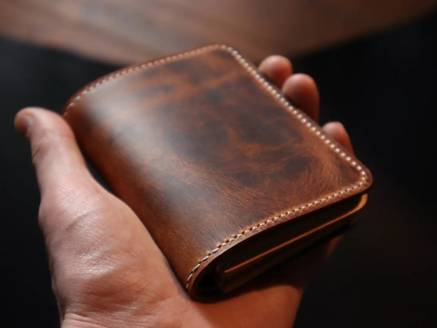 Japanese Bifold - Cognac Wax, Black & Natural Italian Veg-Tan