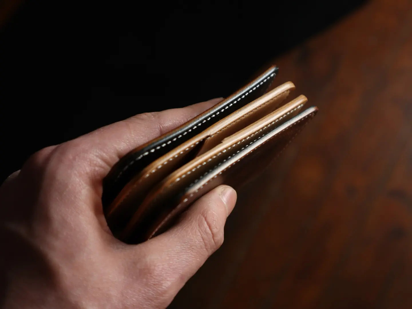Japanese Bifold - Cognac Wax, Black & Natural Italian Veg-Tan
