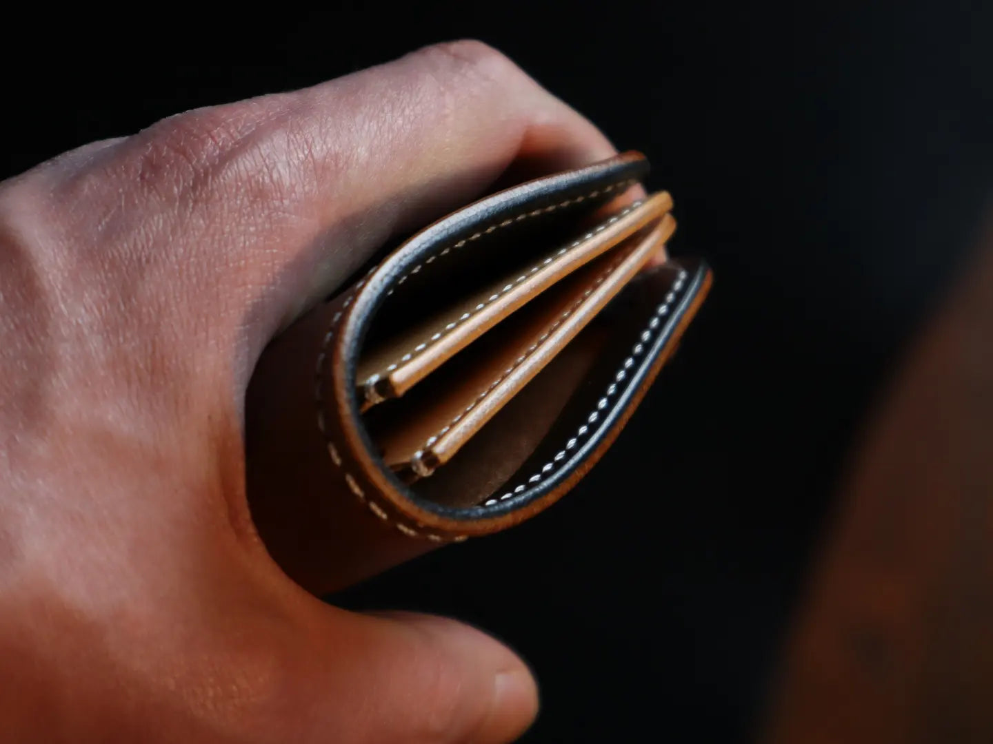 Japanese Bifold - Cognac Wax, Black & Natural Italian Veg-Tan