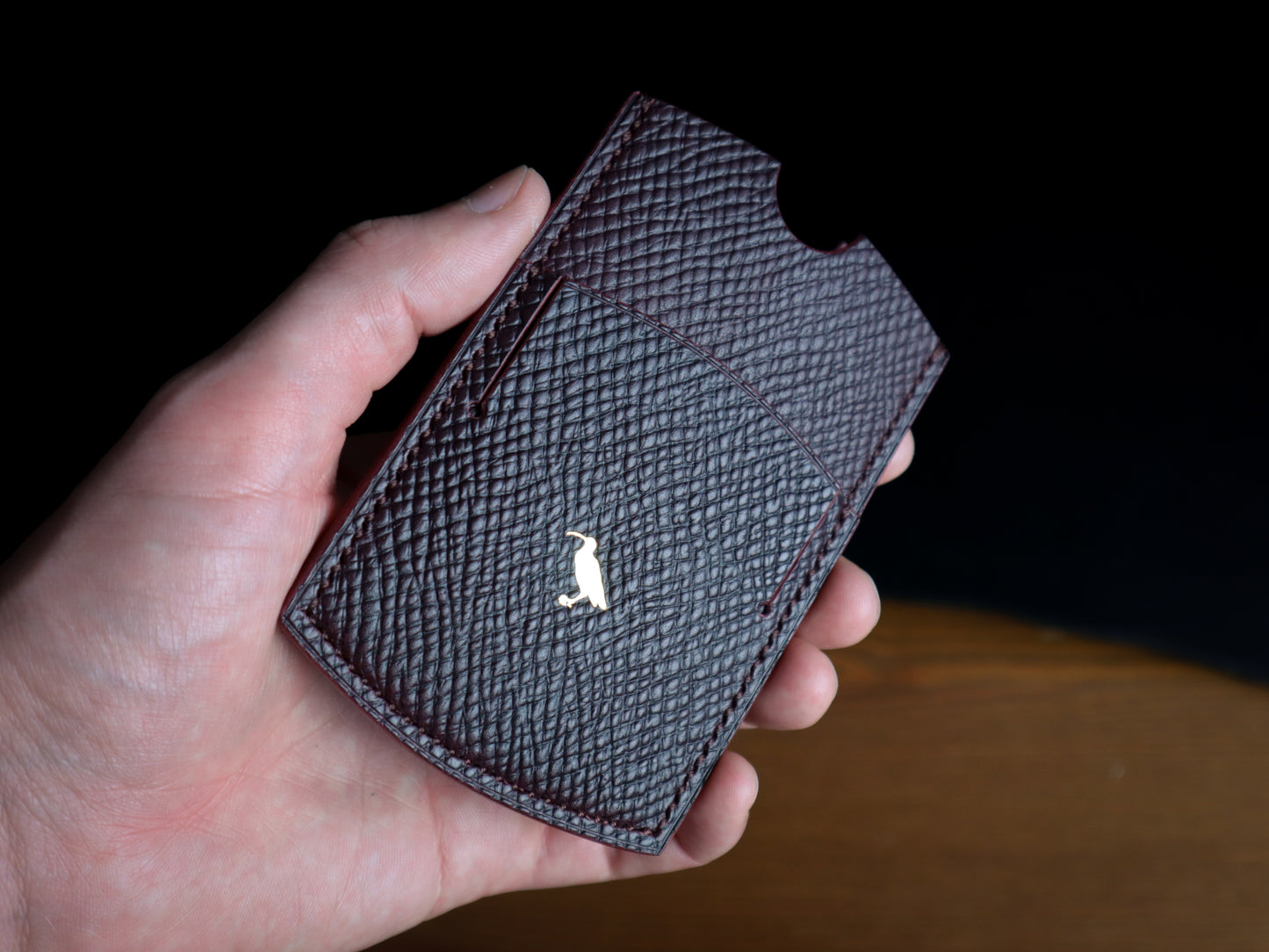 Cardholder, Burgundy Hatch Veg-Tan