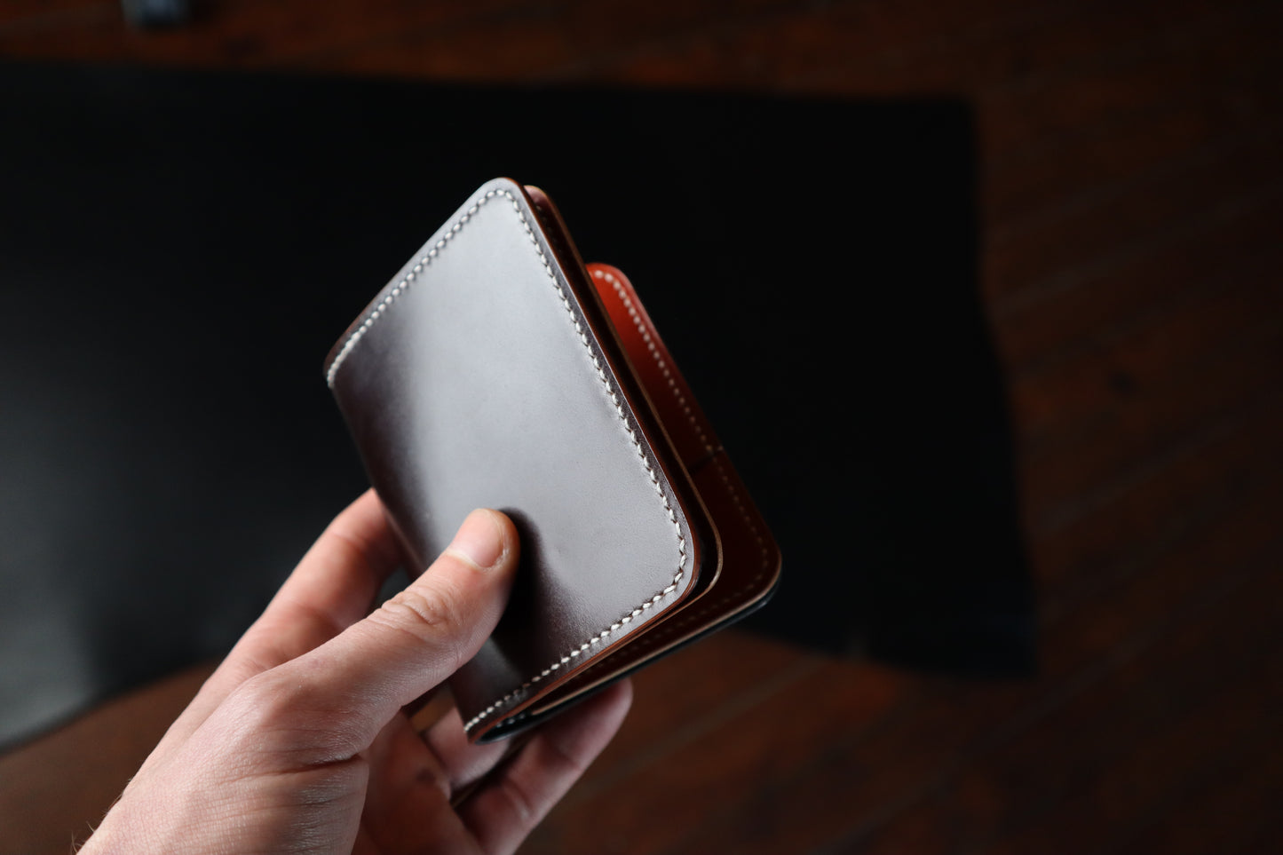 Japanese Bifold - No.8 Horween Shell Cordovan & Chestnut Italian Veg-Tan