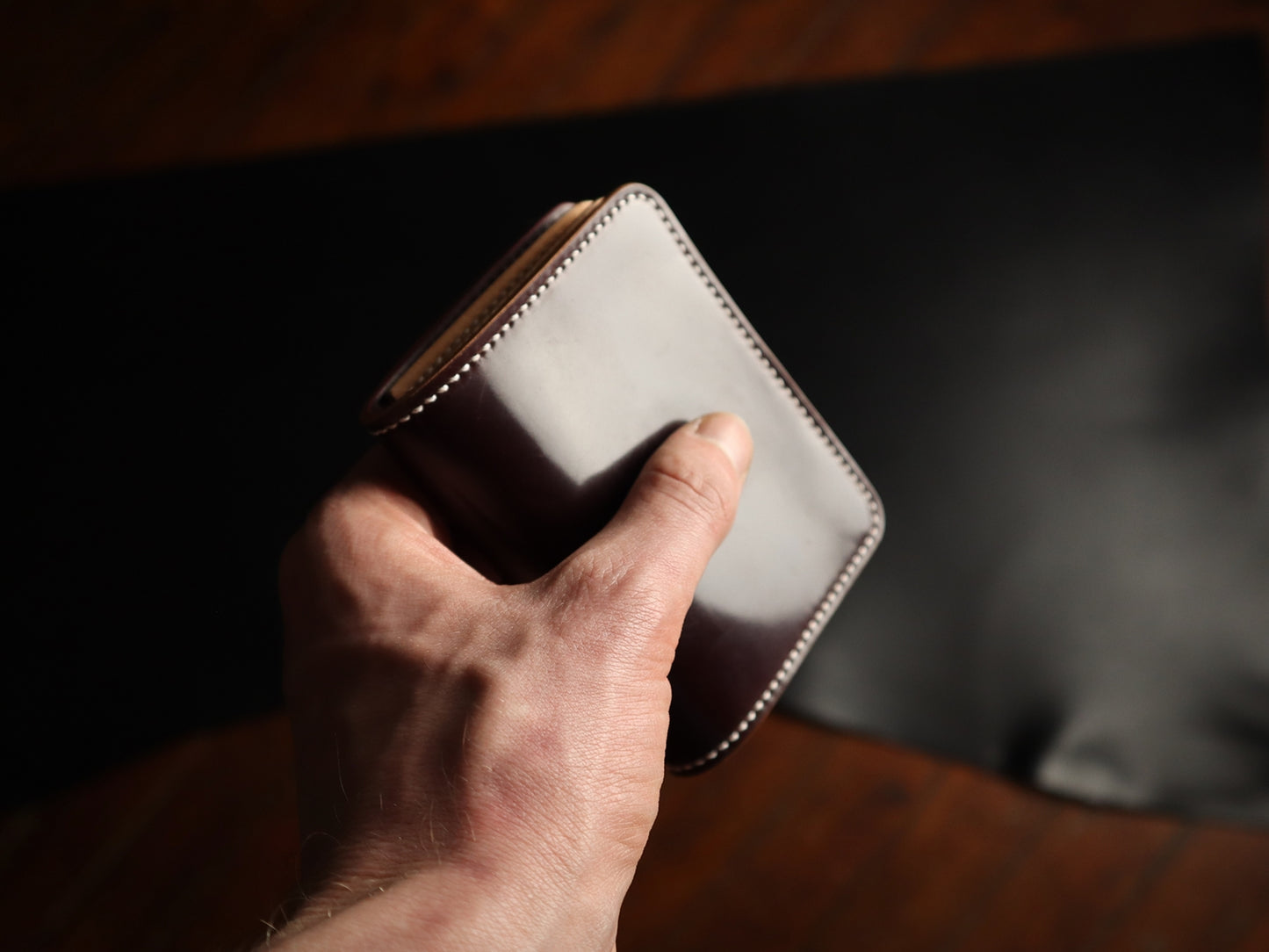 Japanese Bifold - Burgundy Shell Cordovan & Natural Italian Veg-Tan