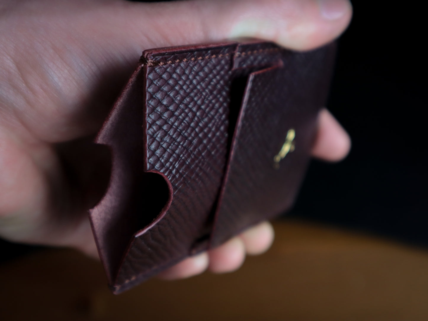 Cardholder, Burgundy Hatch Veg-Tan