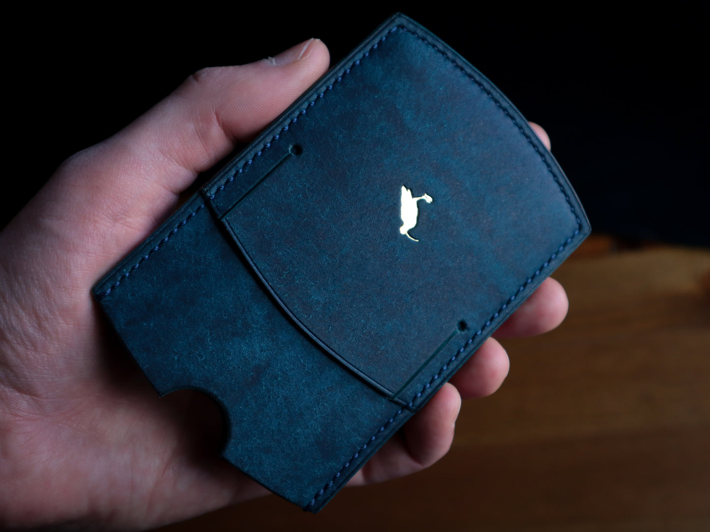 Cardholder, Navy Pueblo Veg-Tan