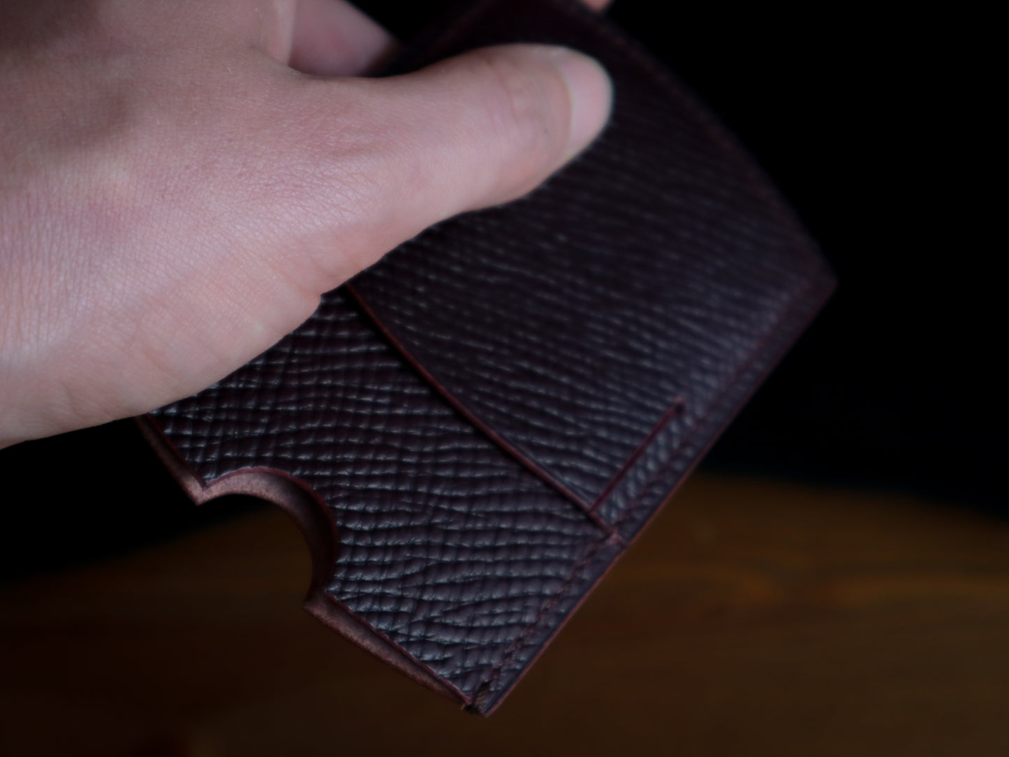 Cardholder, Burgundy Hatch Veg-Tan