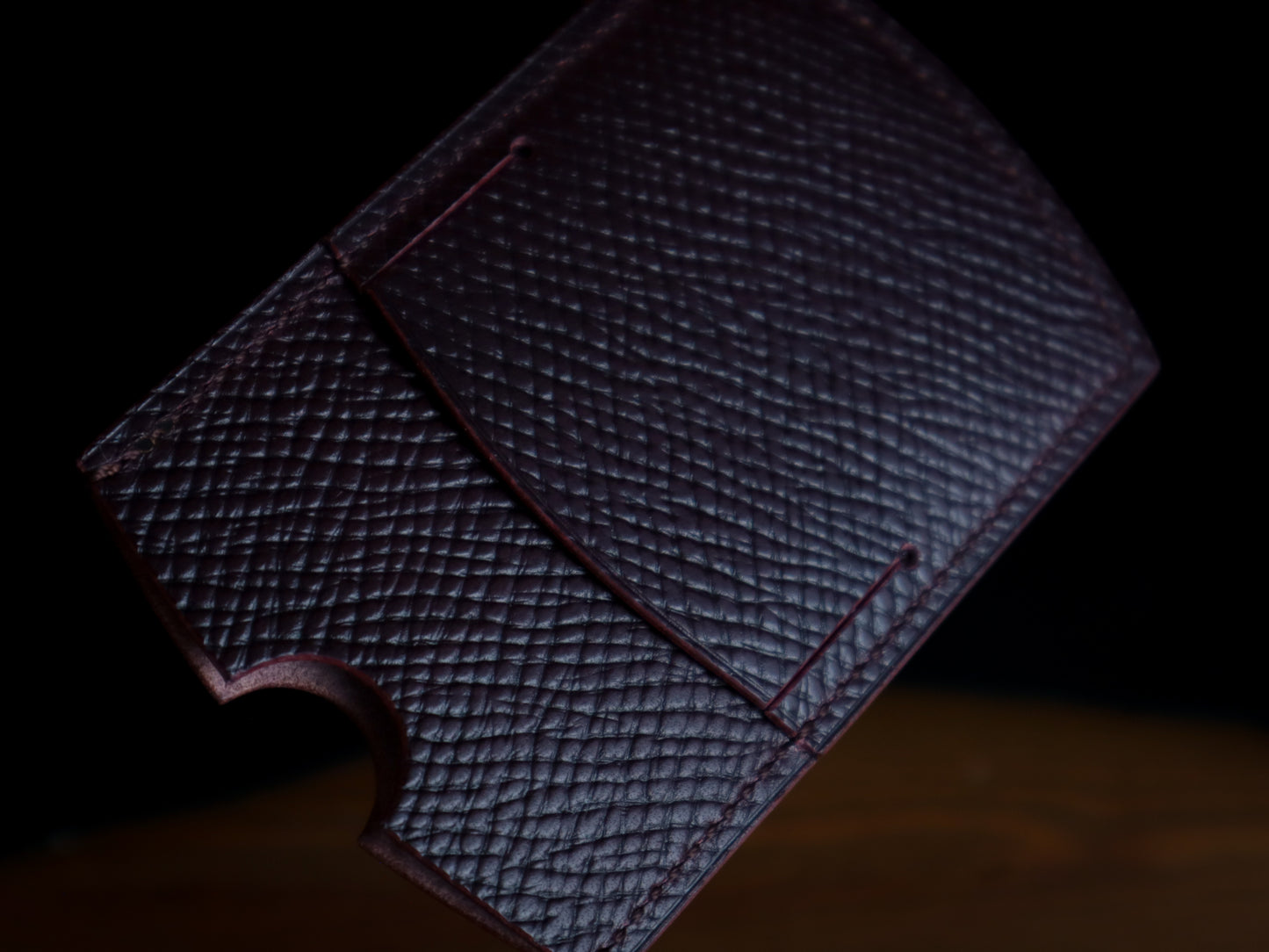 Cardholder, Burgundy Hatch Veg-Tan