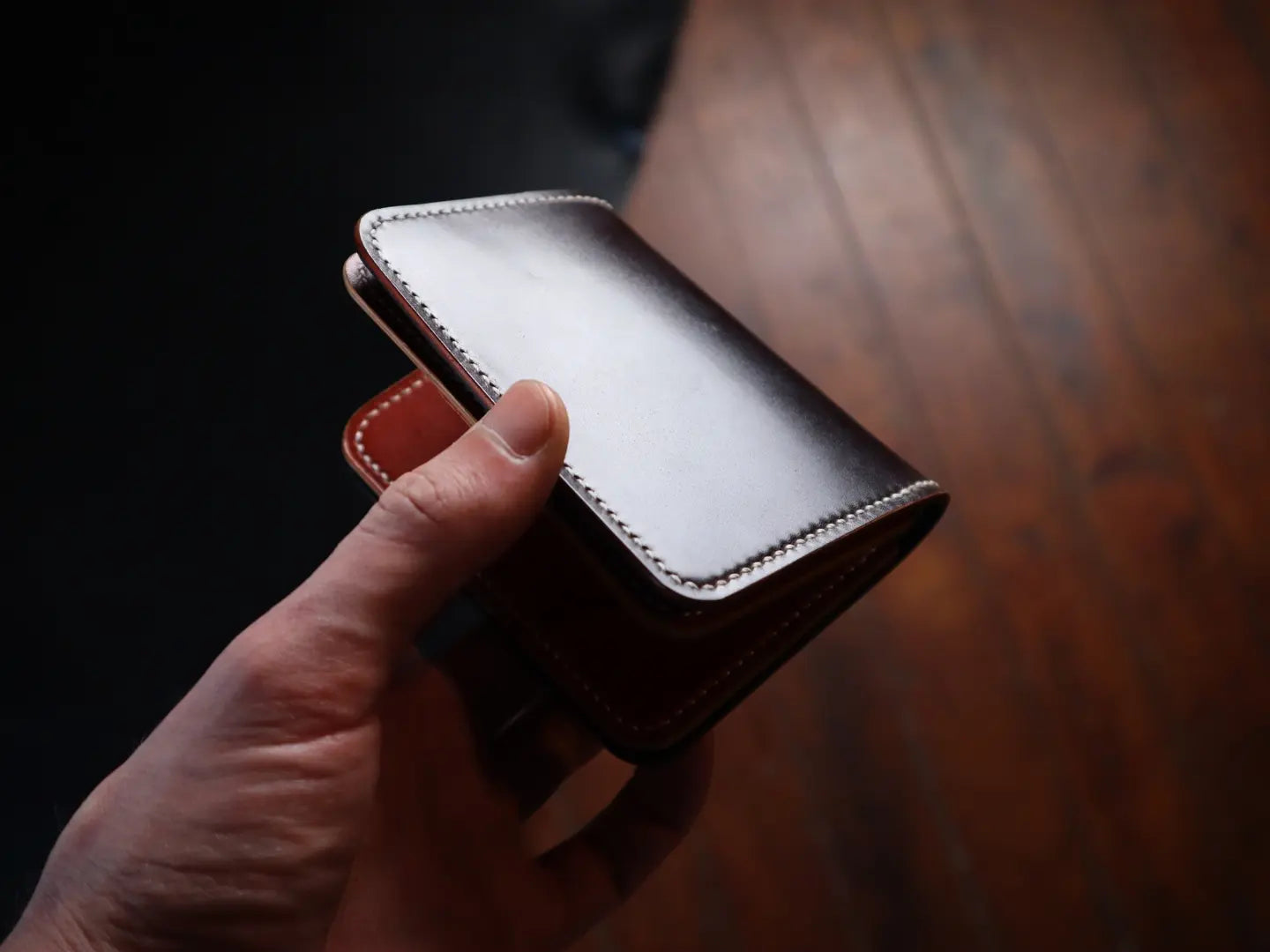 Japanese Bifold - No.8 Horween Shell Cordovan & Chestnut Italian Veg-Tan