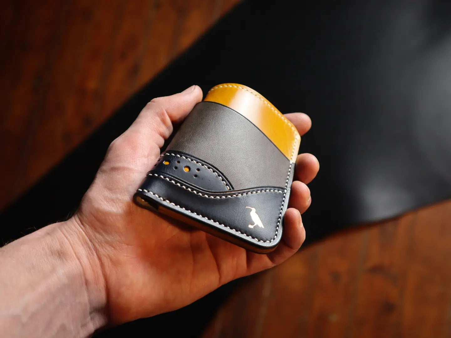 Curlew Cardholder - Yellow, Grey & Navy