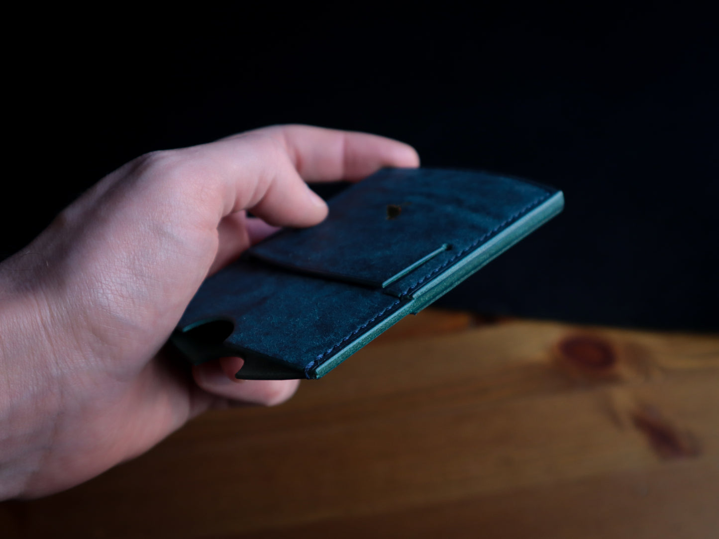 Cardholder, Navy Pueblo Veg-Tan