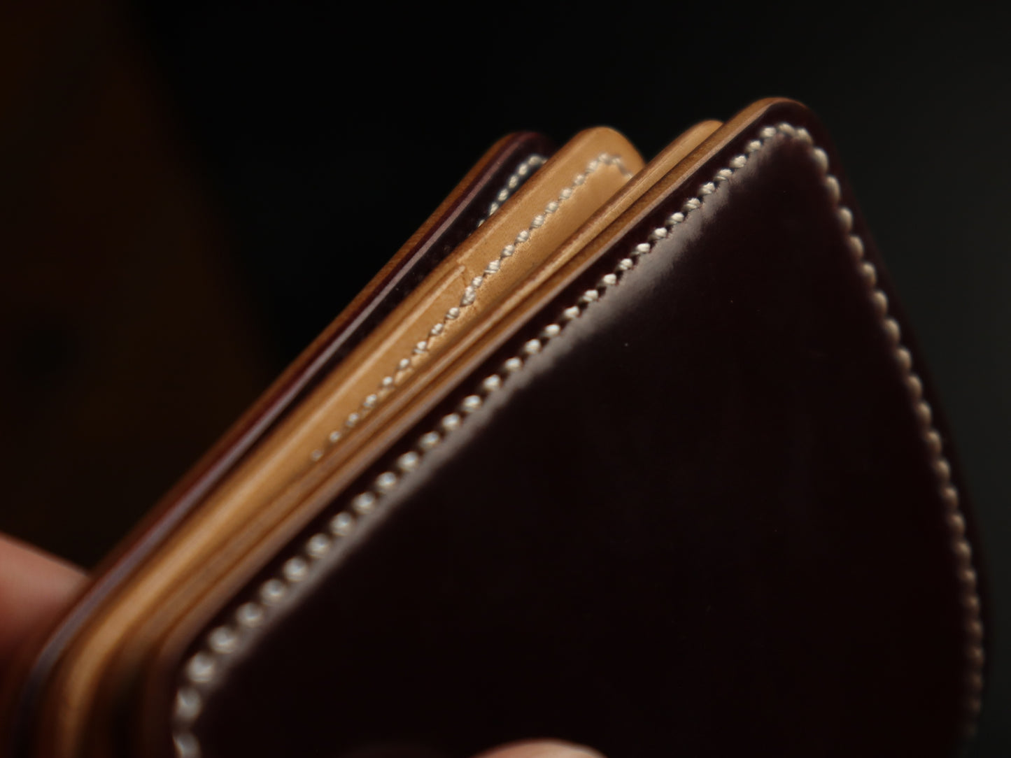 Japanese Bifold - Burgundy Shell Cordovan & Natural Italian Veg-Tan