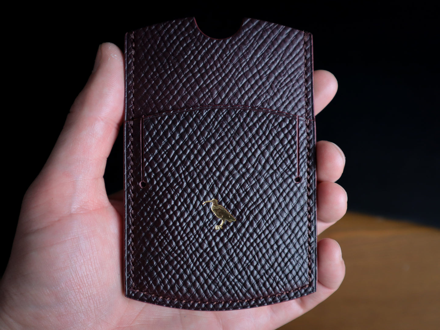 Cardholder, Burgundy Hatch Veg-Tan