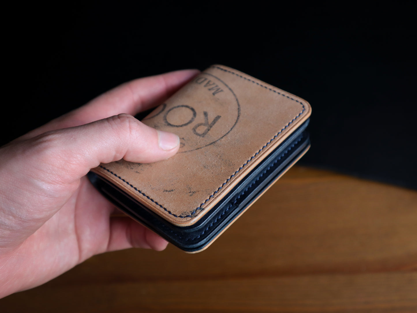 Japanese Bifold - Reverse Shell & Navy Veg-Tan
