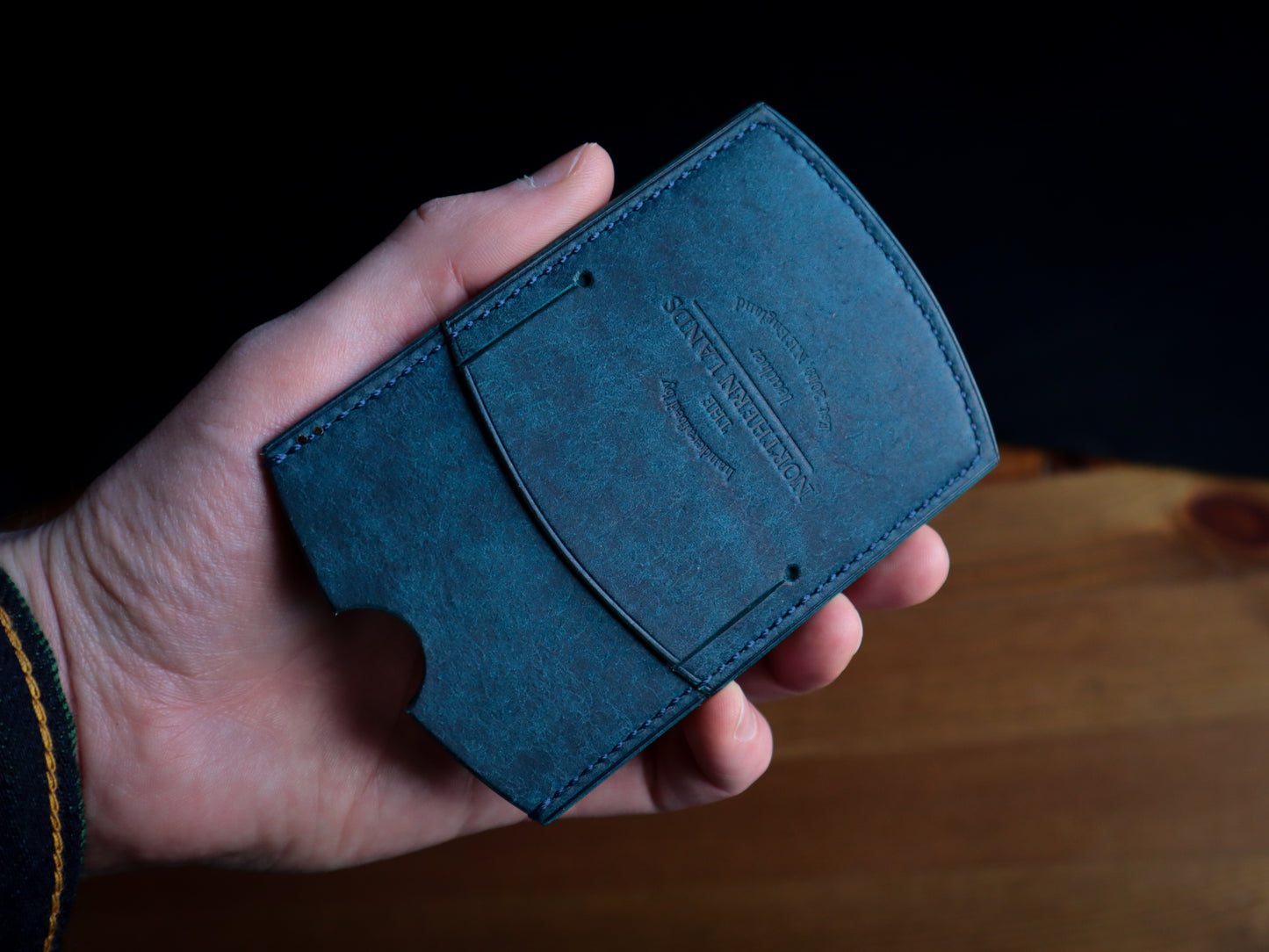 Cardholder, Navy Pueblo Veg-Tan
