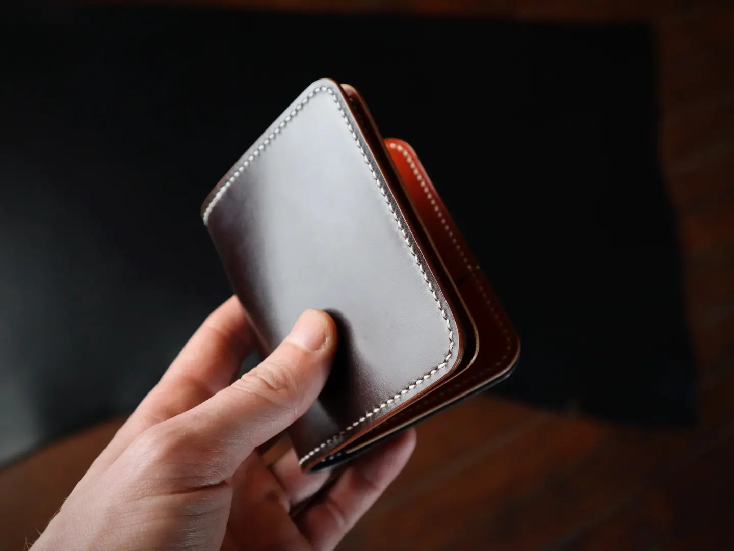 Japanese Bifold - No.8 Horween Shell Cordovan & Chestnut Italian Veg-Tan
