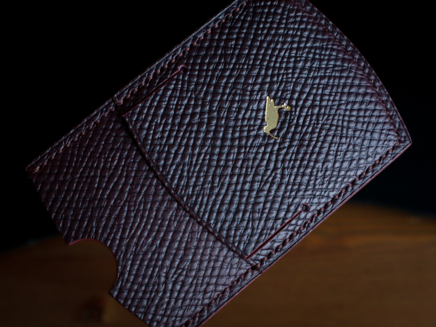 Cardholder, Burgundy Hatch Veg-Tan
