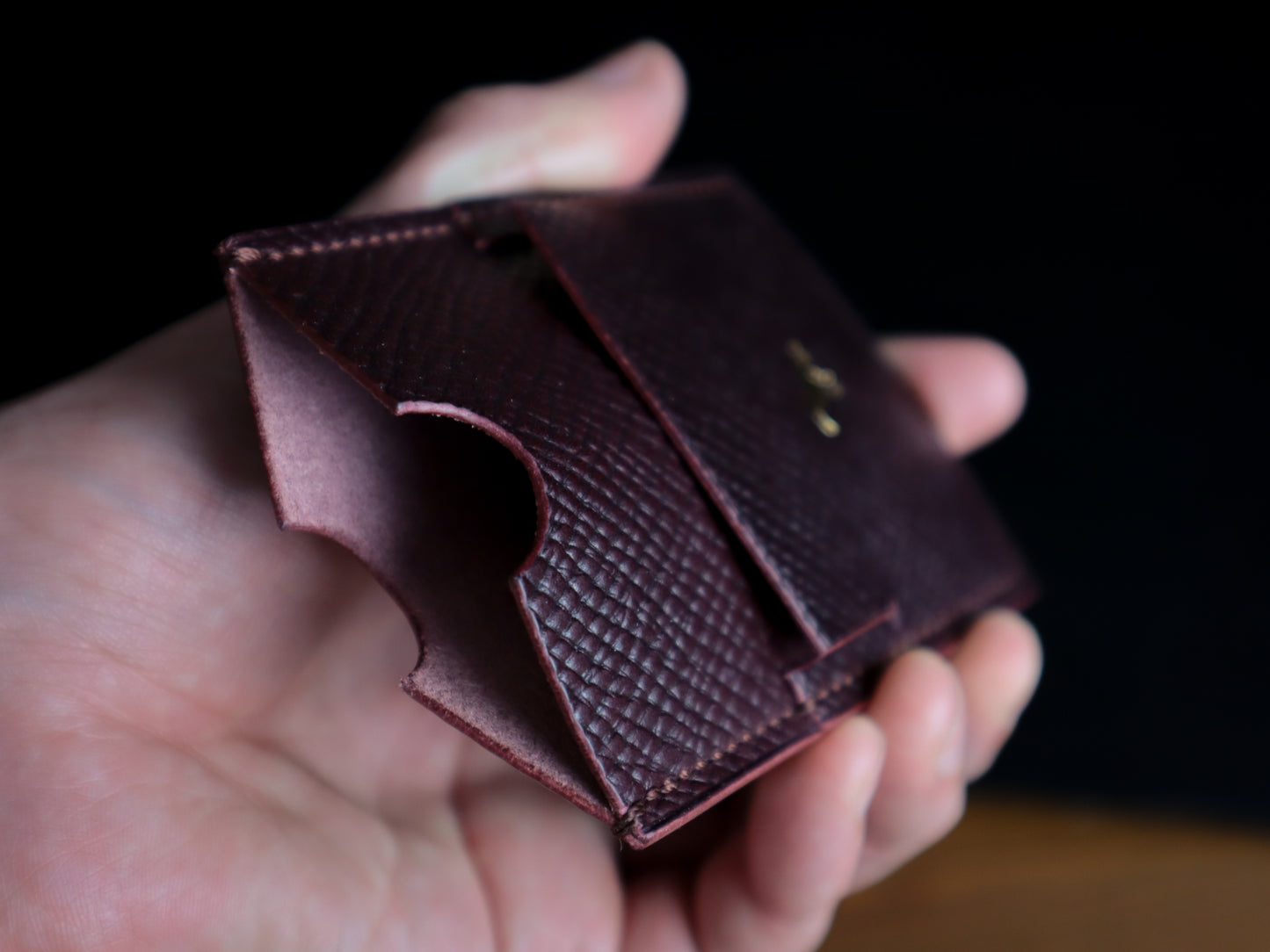 Cardholder, Burgundy Hatch Veg-Tan