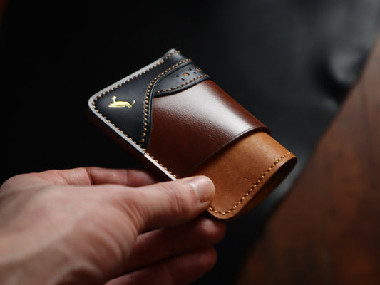 Curlew Cardholder - Olmo, Chestnut & Navy