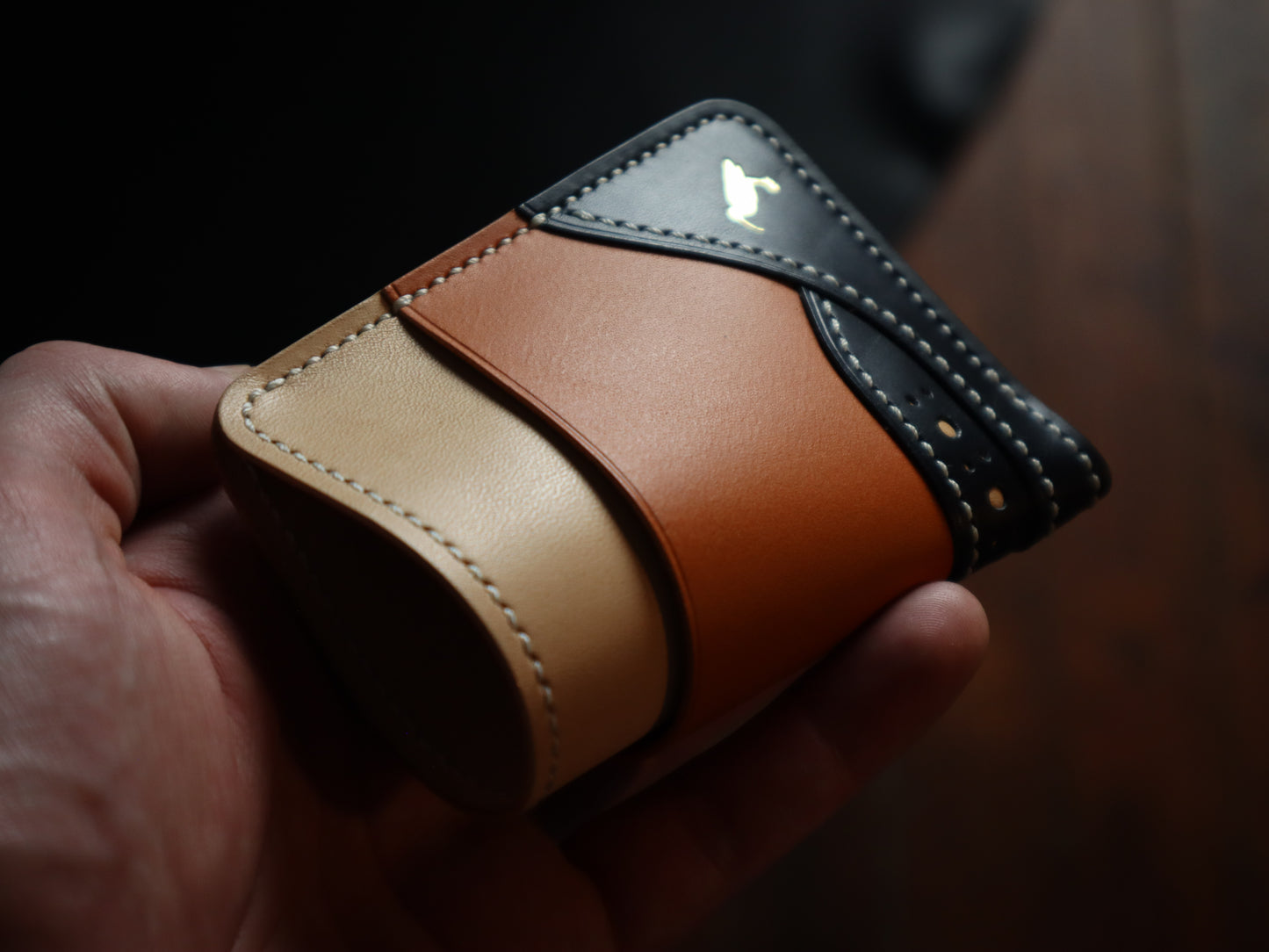 Curlew Cardholder - Natural, Orange & Navy