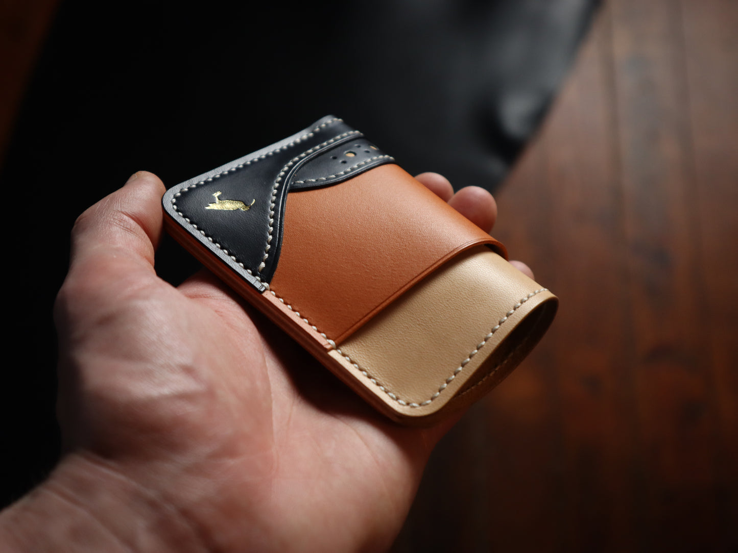 Curlew Cardholder - Natural, Orange & Navy