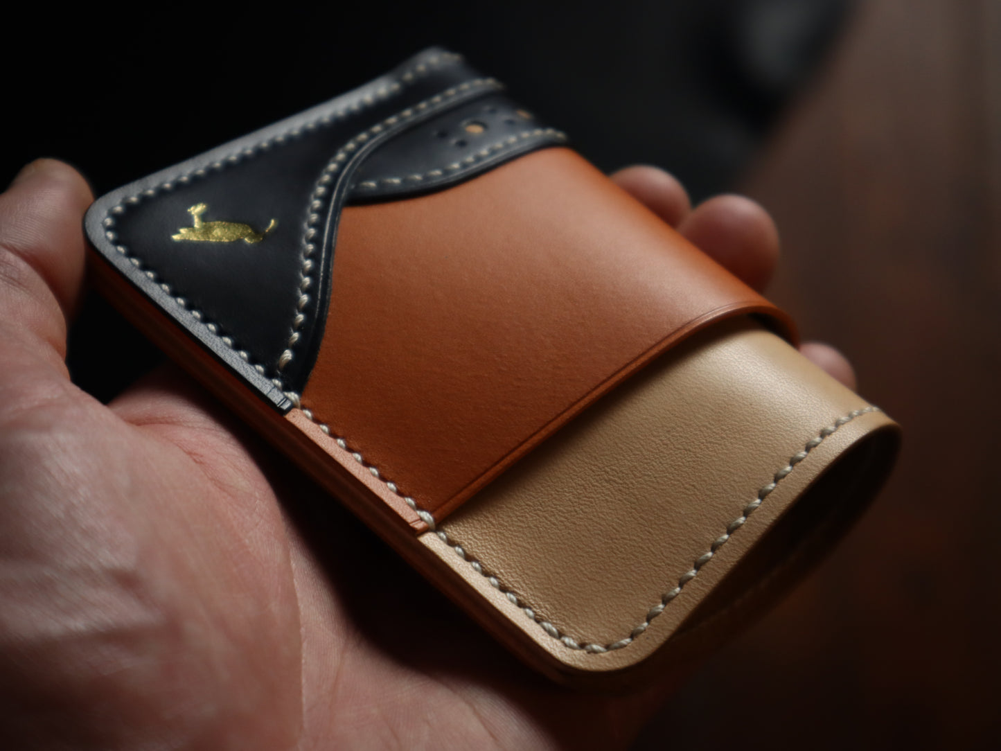 Curlew Cardholder - Natural, Orange & Navy