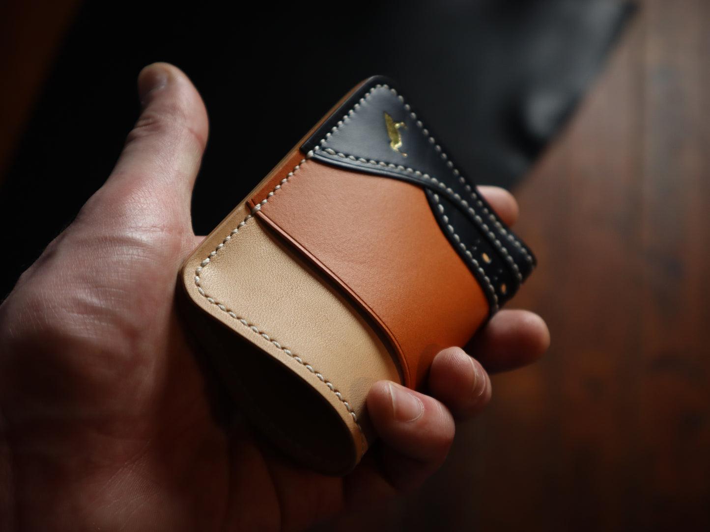 Curlew Cardholder - Natural, Orange & Navy