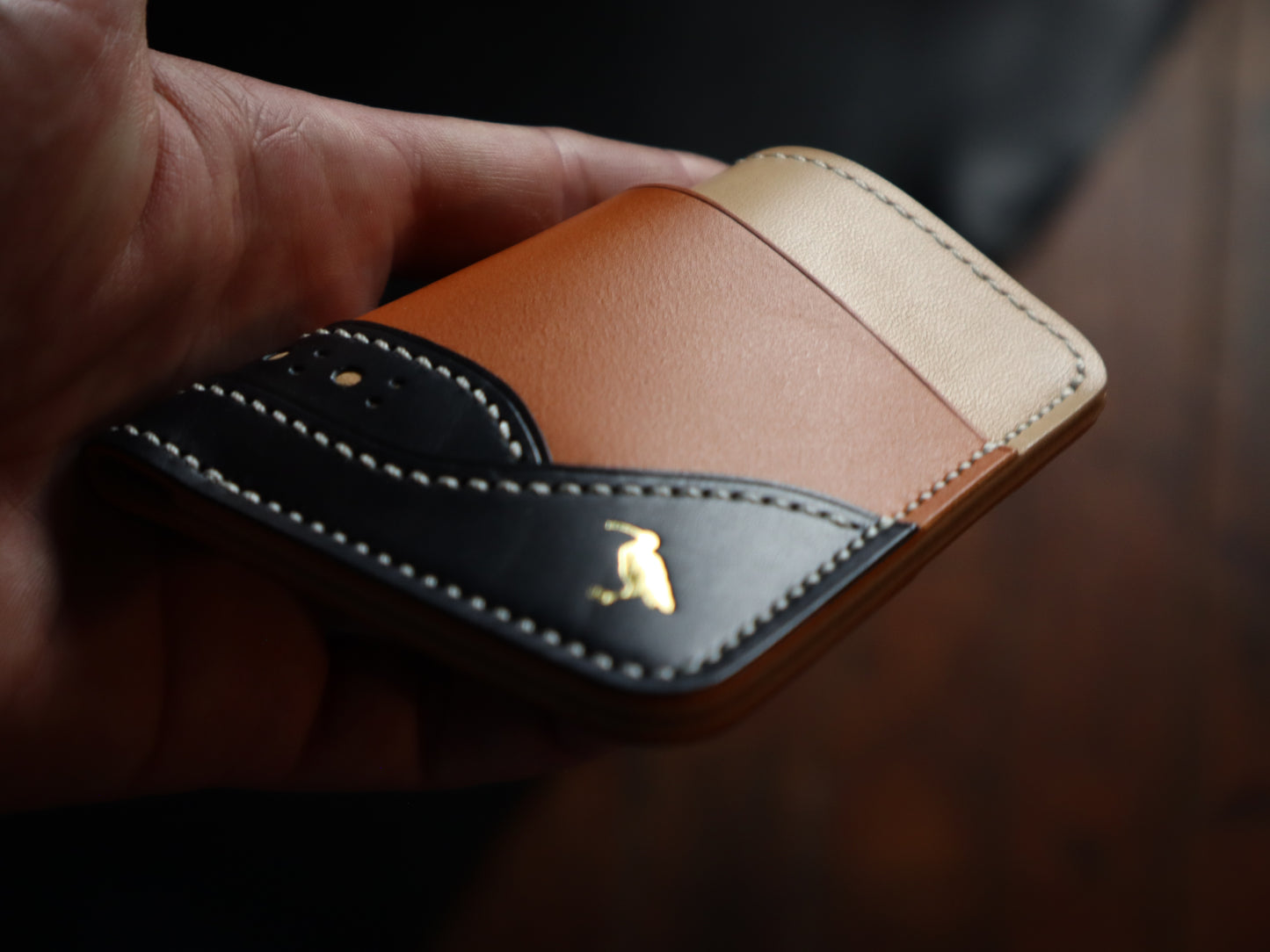 Curlew Cardholder - Natural, Orange & Navy