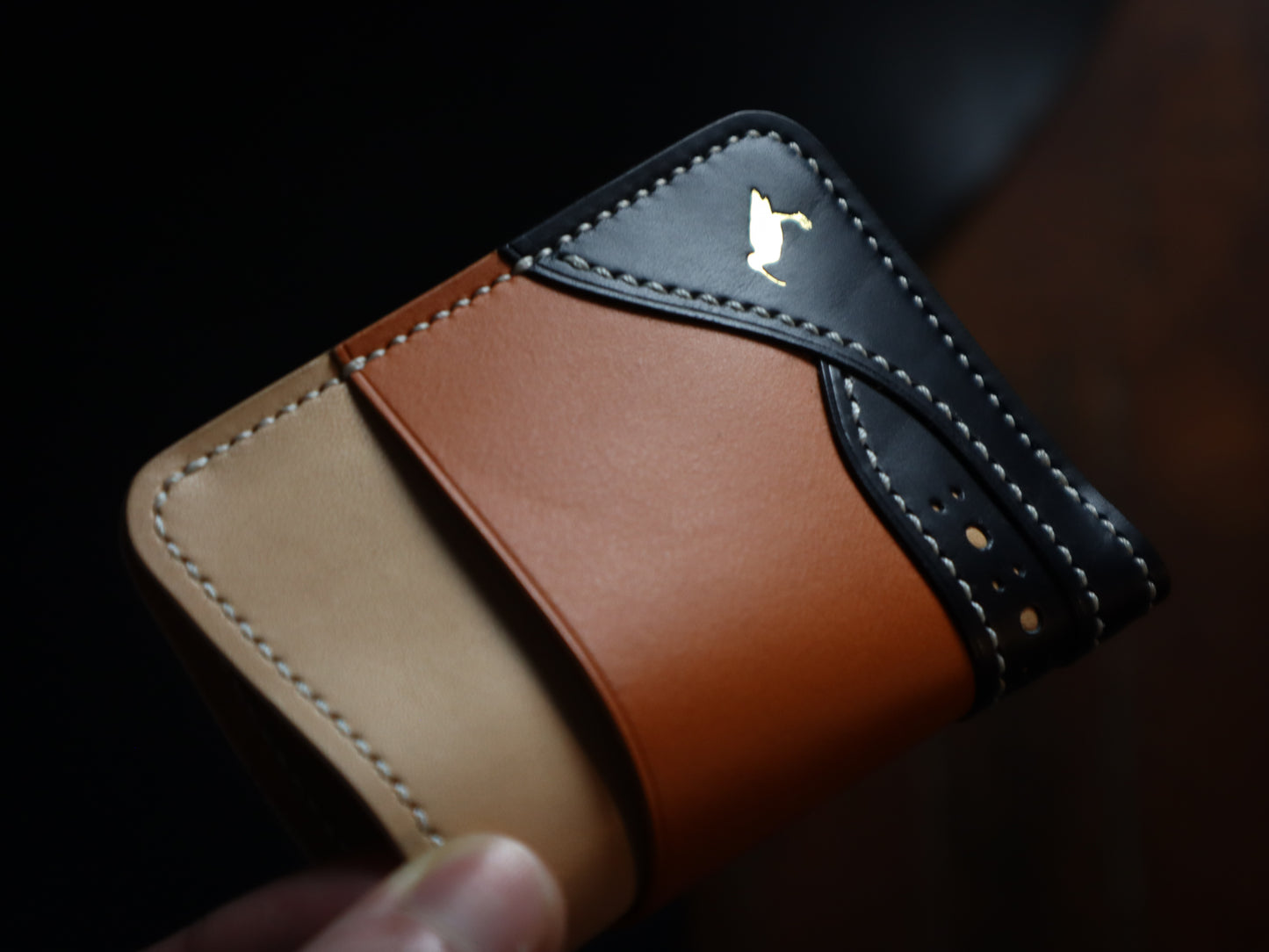 Curlew Cardholder - Natural, Orange & Navy