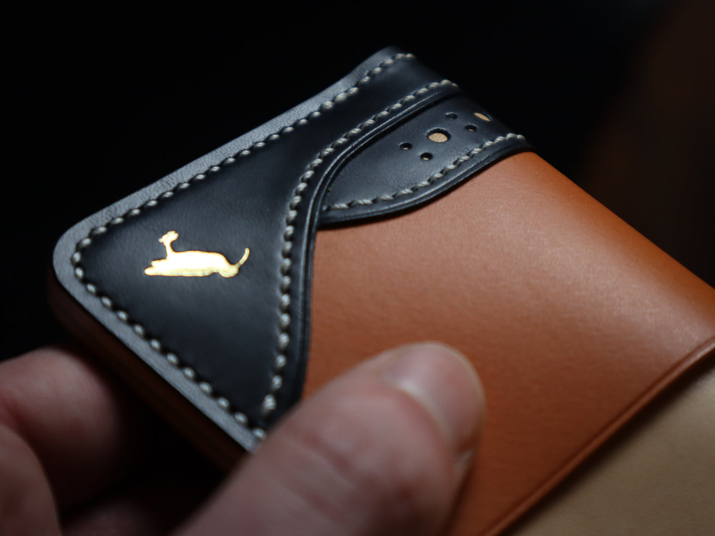 Curlew Cardholder - Natural, Orange & Navy