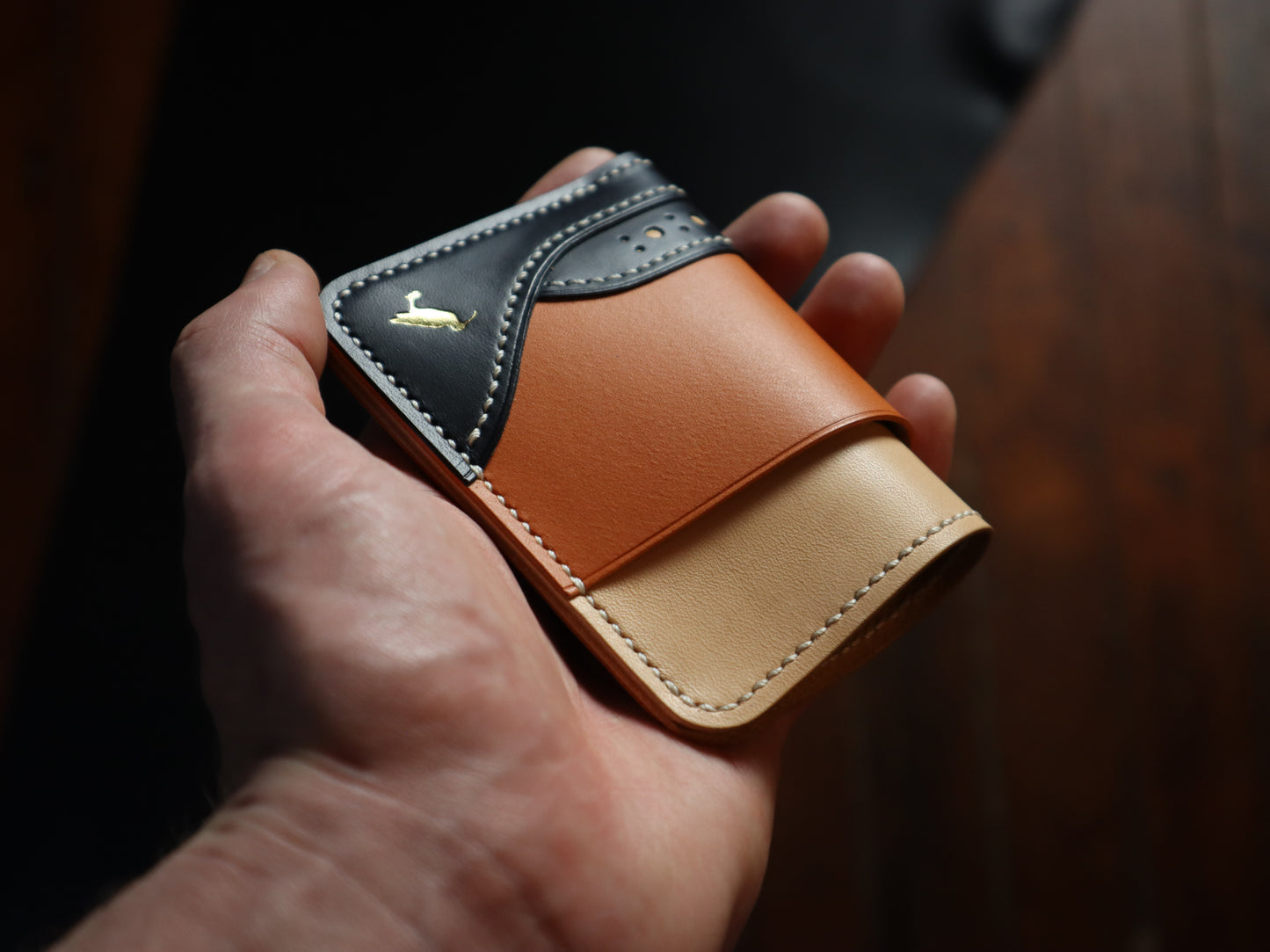 Curlew Cardholder - Natural, Orange & Navy