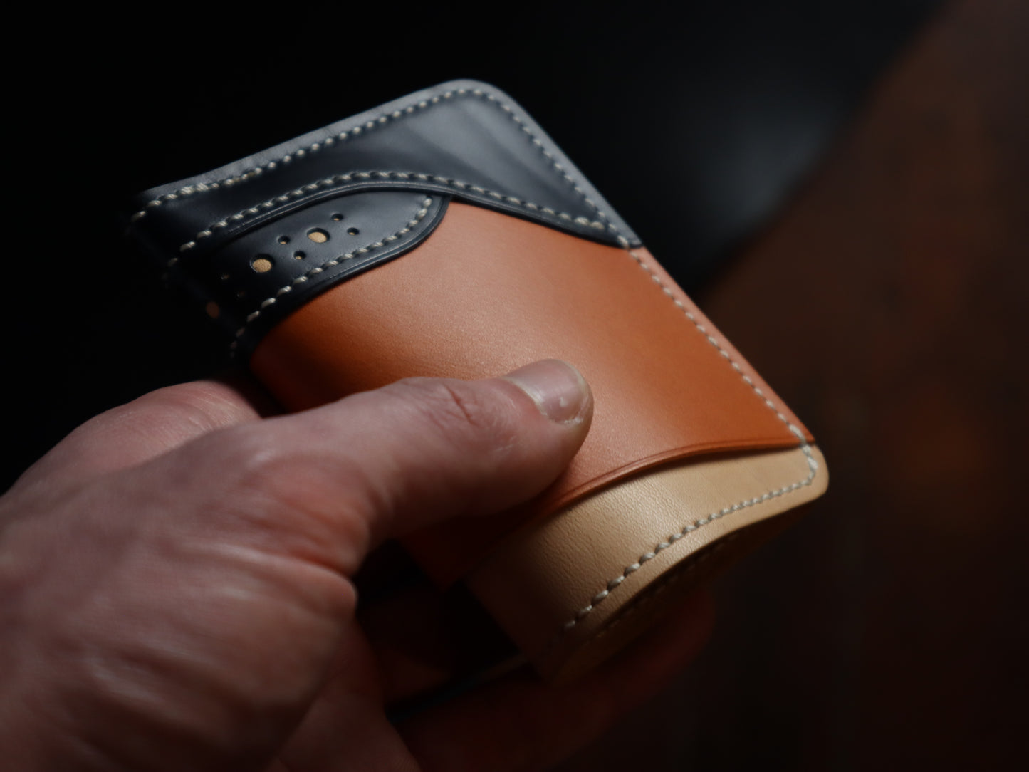 Curlew Cardholder - Natural, Orange & Navy