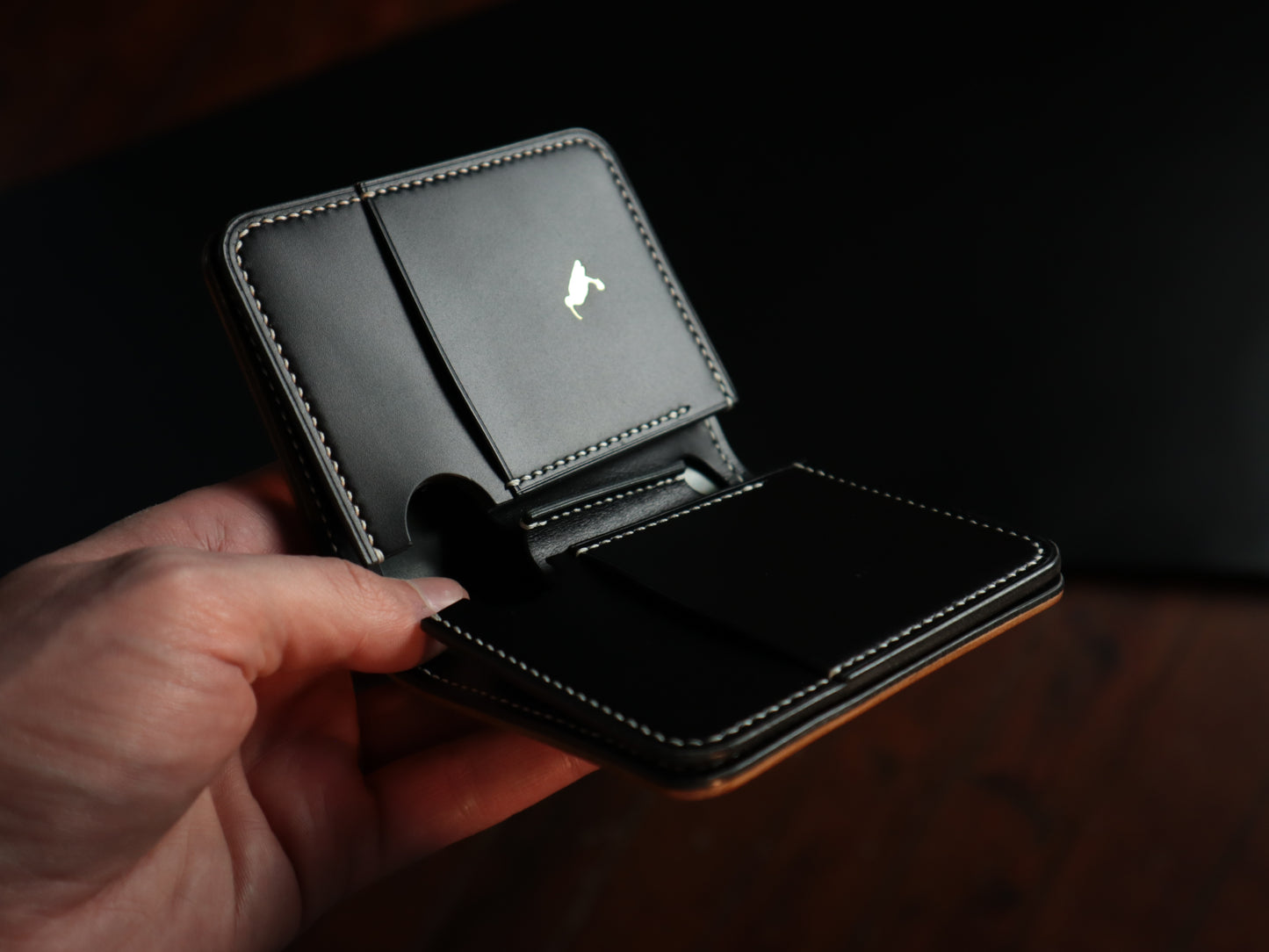 Japanese Bifold - Horween Shell Cordovan & Black Italian Veg-Tan