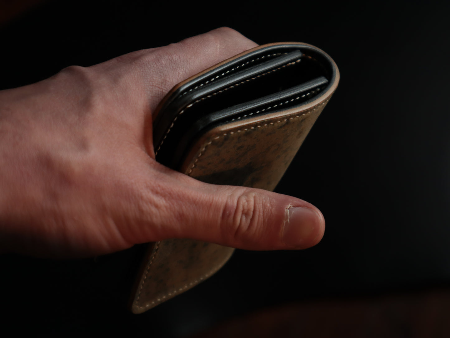 Japanese Bifold - Horween Shell Cordovan & Black Italian Veg-Tan