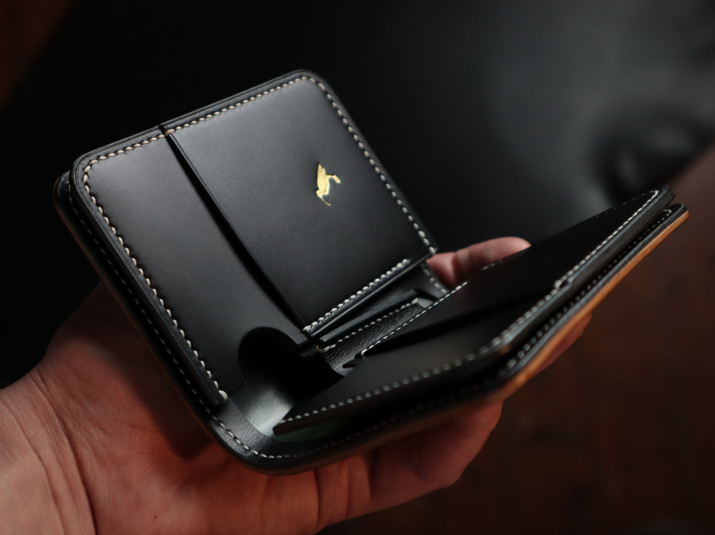 Japanese Bifold - Horween Shell Cordovan & Black Italian Veg-Tan