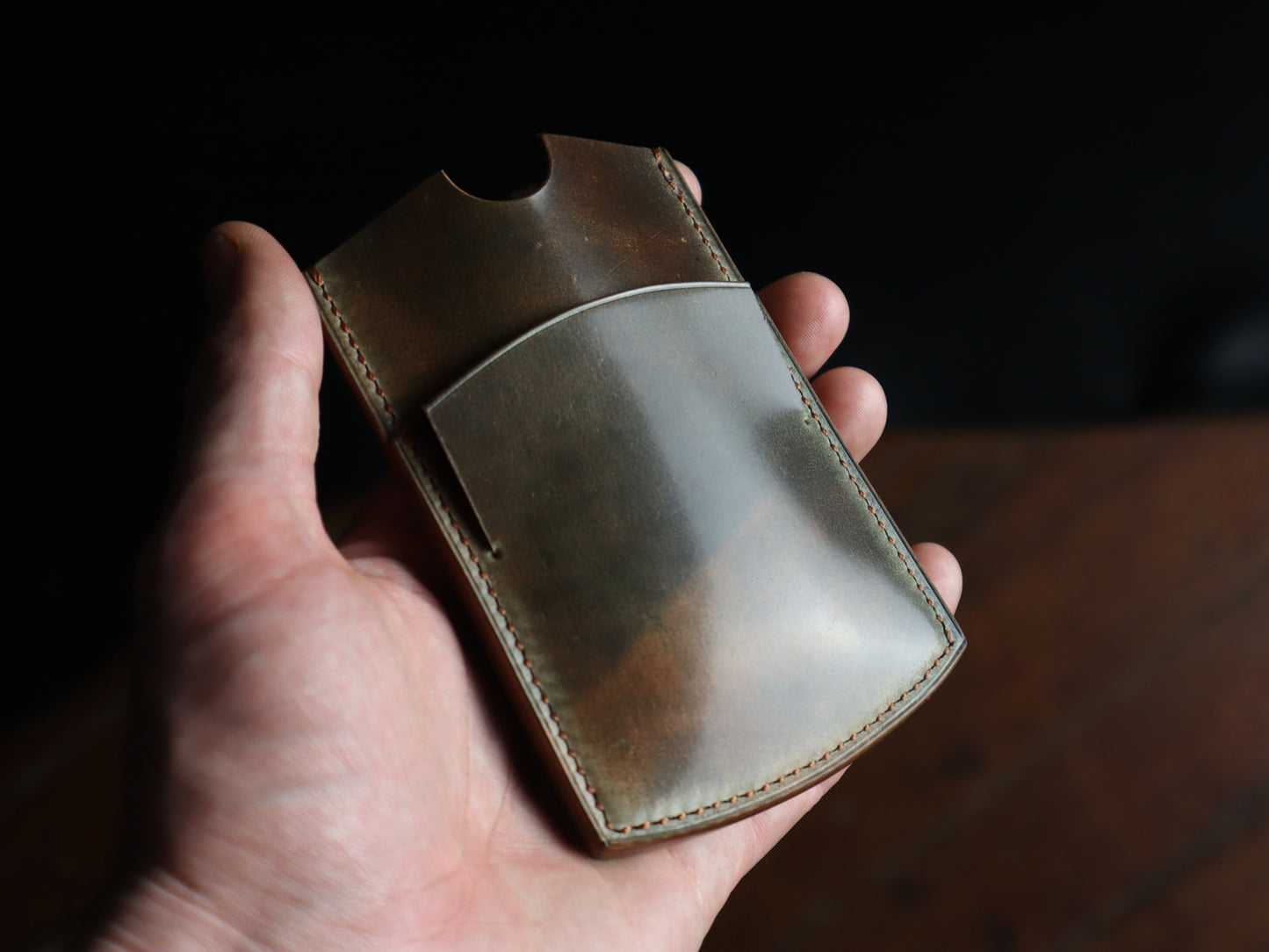 Cardholder, Toscana Shell Cordovan Marbled Olive