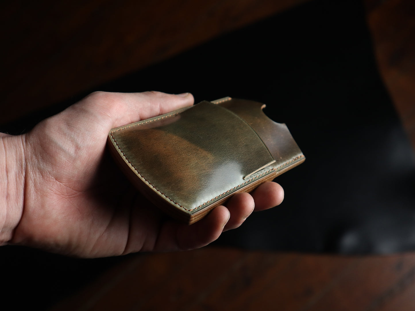 Cardholder, Toscana Shell Cordovan Marbled Olive