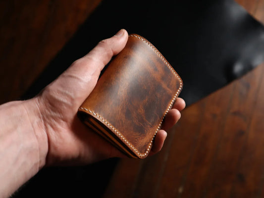 Japanese Bifold - Cognac Wax, Black & Natural Italian Veg-Tan