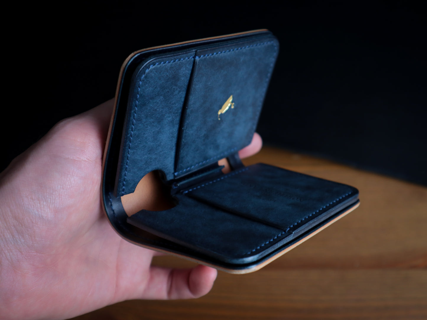 Japanese Bifold - Reverse Shell & Navy Veg-Tan