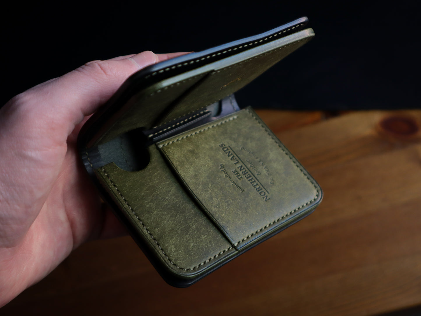 Japanese Bifold - Olive & Black Veg-Tan