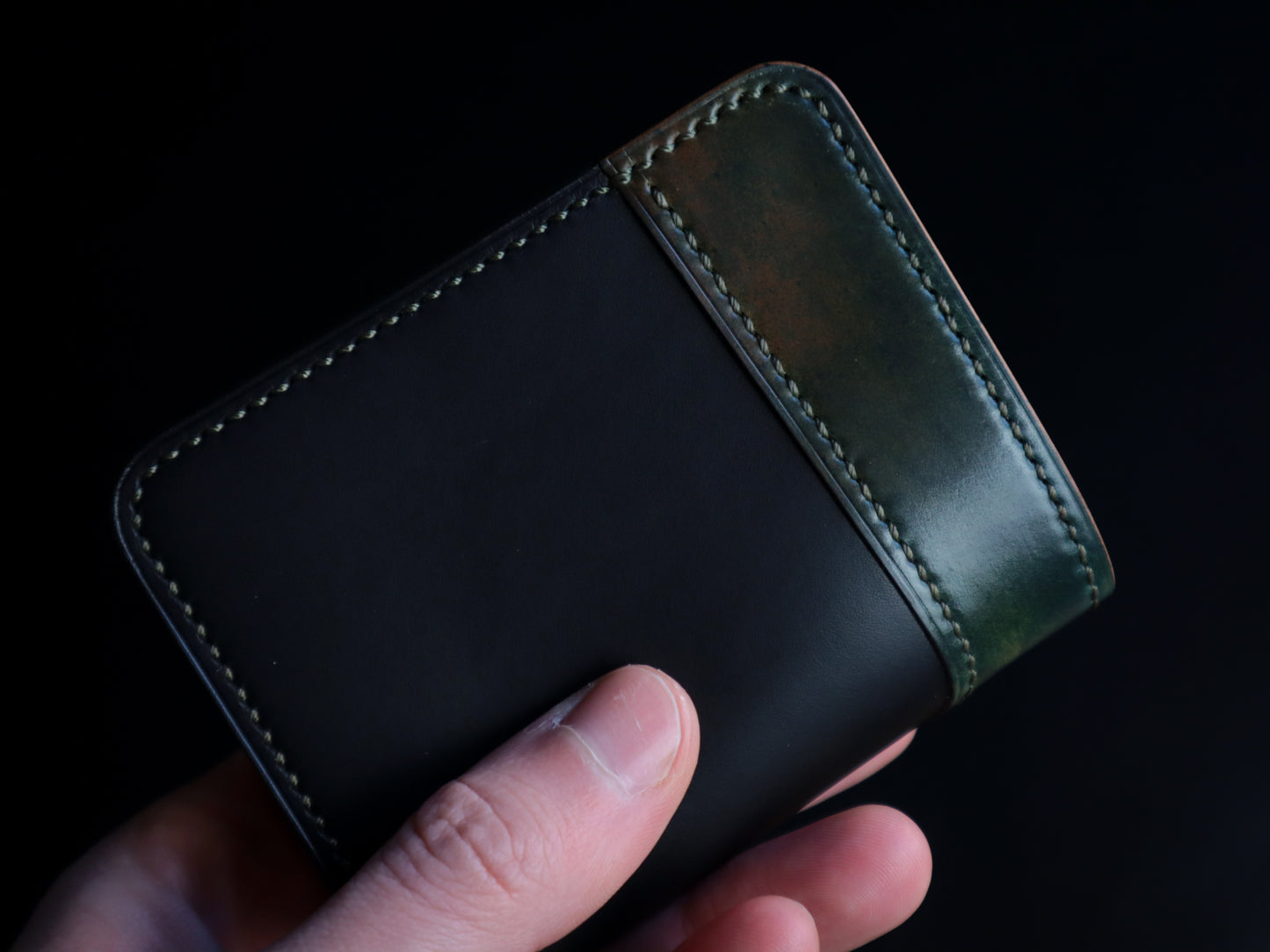 Japanese Bifold - Olive & Black Veg-Tan