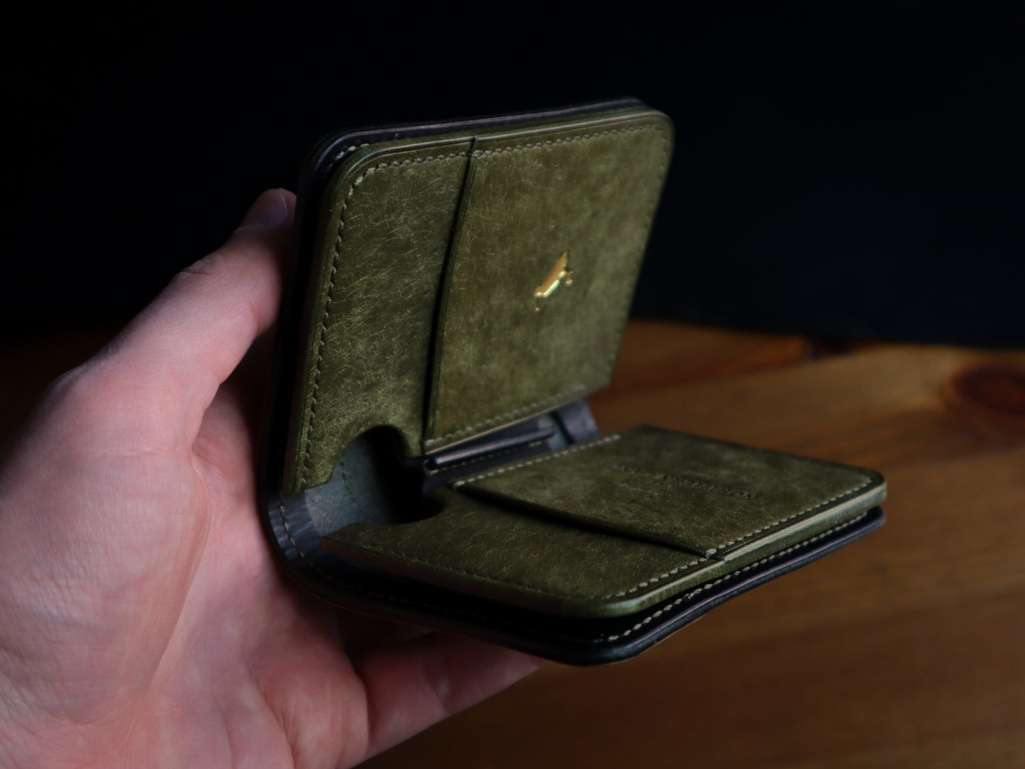 Japanese Bifold - Olive & Black Veg-Tan