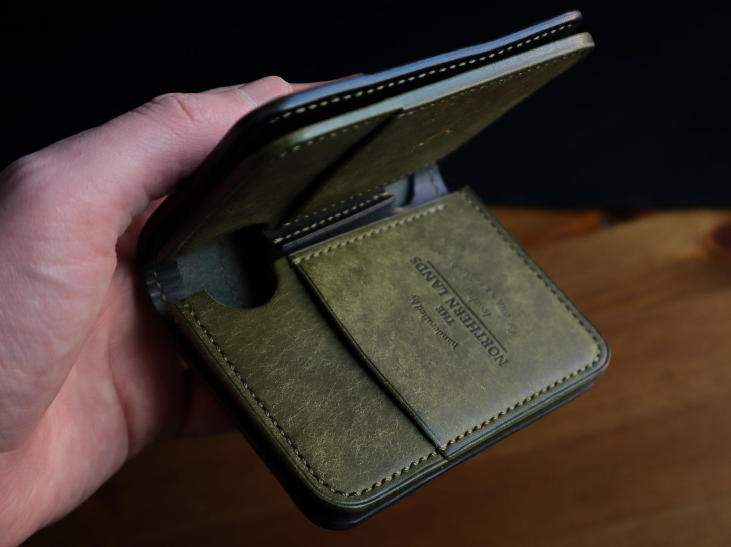 Japanese Bifold - Olive & Black Veg-Tan